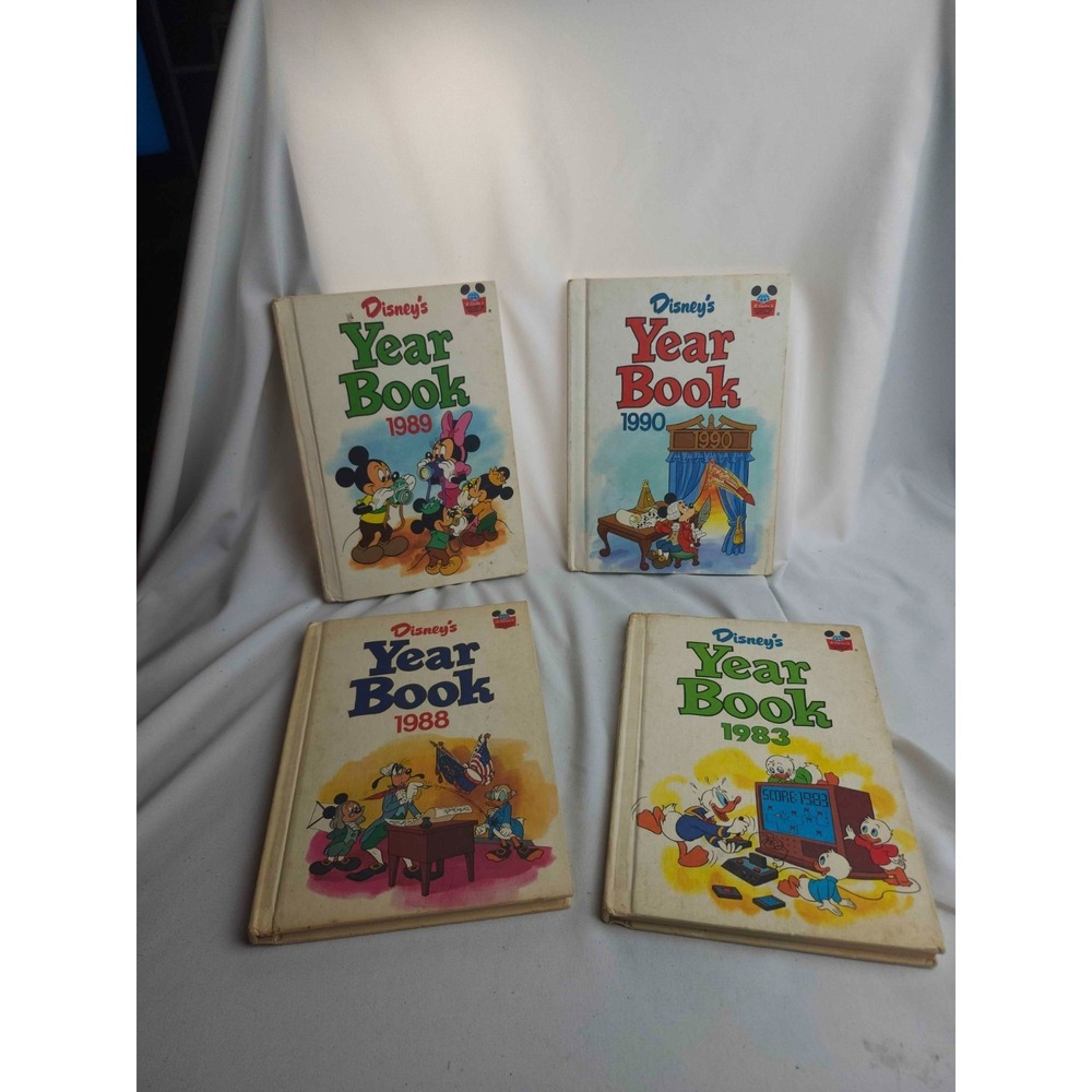 Lot of 4 Vintage Disney's Year Book 1983 1988 1989 1990 Grolier Hardcover Set